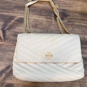Tory Burch Cream Quilted Bag with Gold Accents